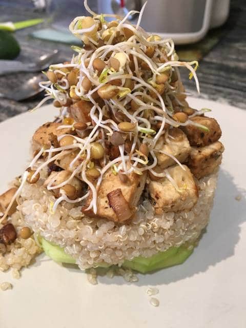 Timbal quinoa y tofu con setas: receta vegana
