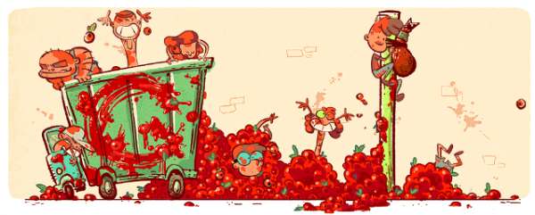Doodle de Google dedicado a la Tomatina
