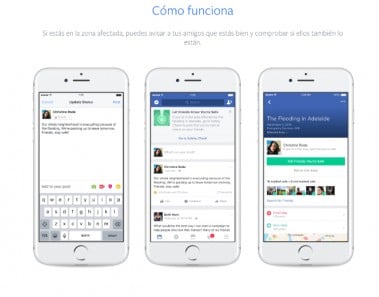 Herramienta de Facebook para indicar que estás bien