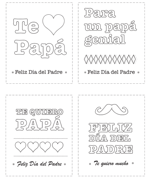 Tarjetas del Día del Padre para colorear