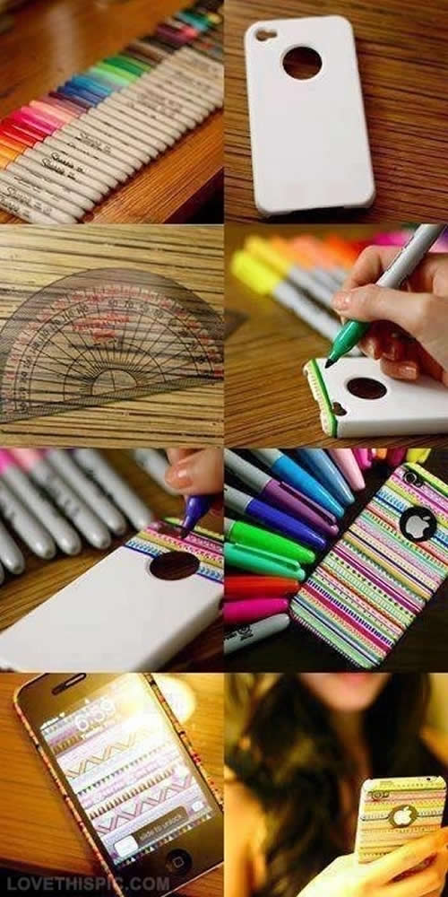 Funda casera pintada a mano con rotulador permanente