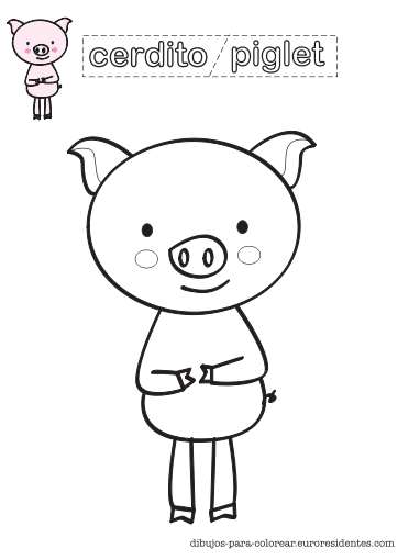 Dibujo de cerdito para colorear - Manualidades