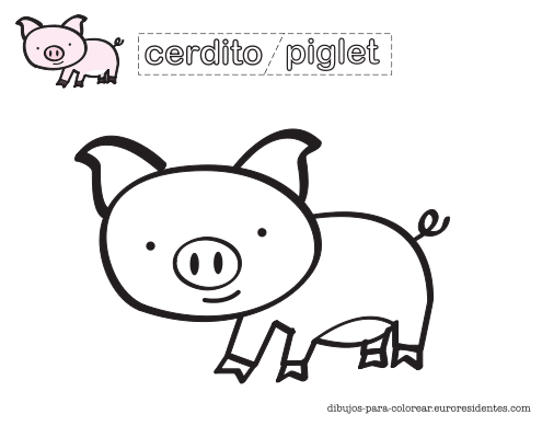 Dibujo de cerdito para colorear - Manualidades