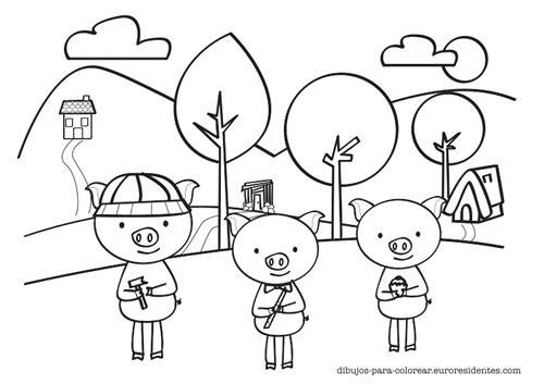  Dibujo de los   cerditos para colorear