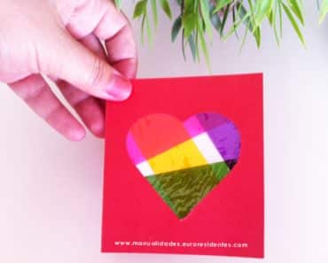 Tarjeta con corazón de colores