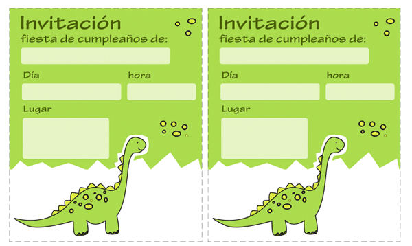Tarjetas de dinosaurio para imprimir