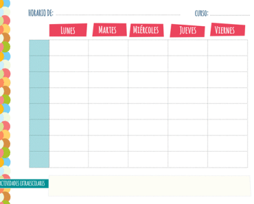 Plantillas de horario semanal para imprimir