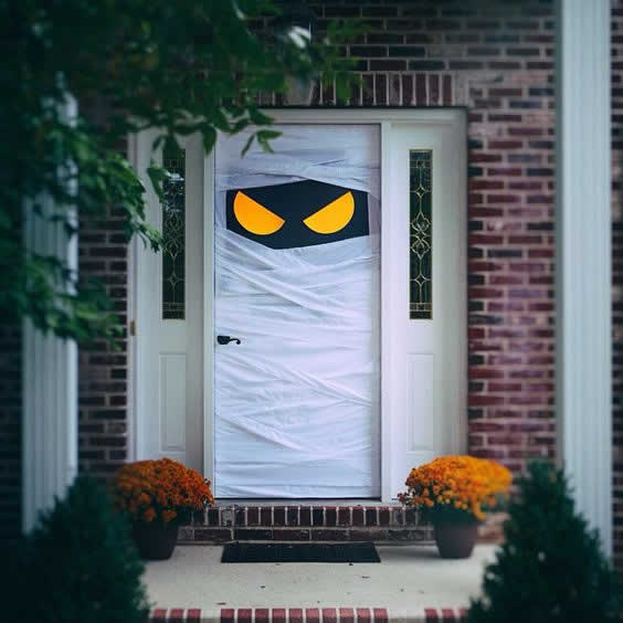 Idea para decorar la puerta en Halloween