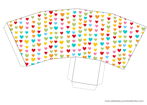 Caja imprimible Feliz San Valentín corazones colores