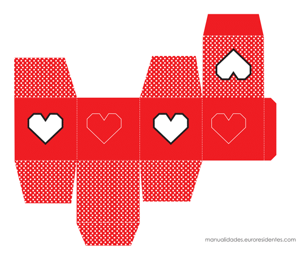 Caja imprimible San Valentín rojo