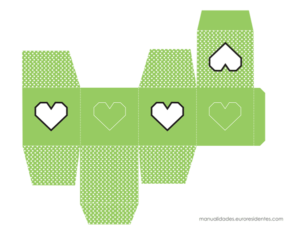 Caja imprimible  San Valentín verde lunares