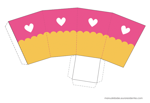 Caja imprimible rosa y amarillo