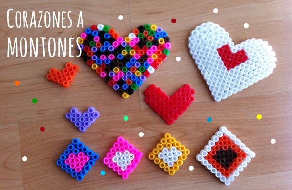 corazones con hama beads