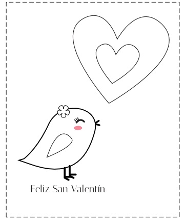tarjetas San Valentín para con pollito y corazones