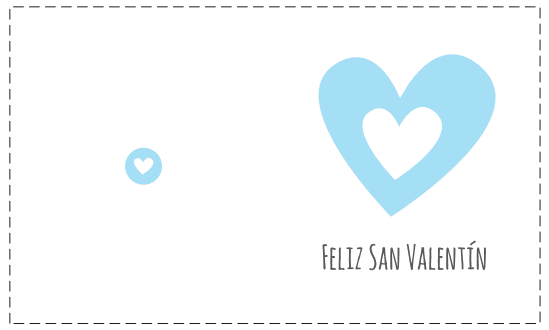 tarjeta San Valentín corazón azul horizontal