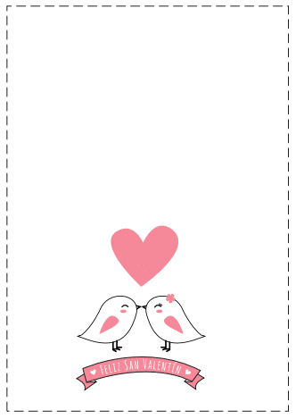 tarjeta Feliz San Valentín con pollitos y corazon