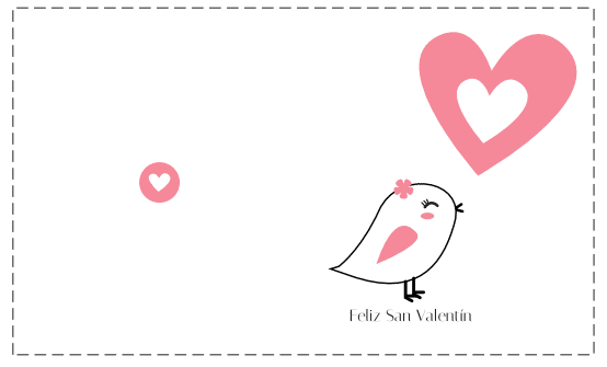 tarjeta dibujo pollito y corazón San Valentín