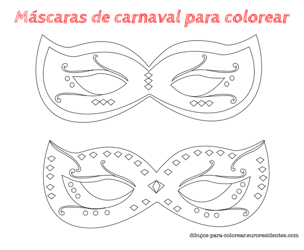 Restringir veinte danés 6 máscaras de Carnaval para colorear - Manualidades