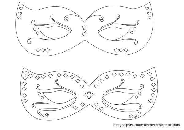 mascaras carnaval para imprimir, recortar y colorear