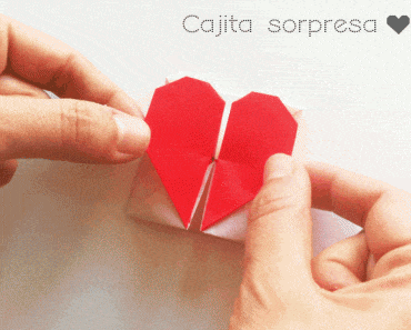 Corazón de papel y caja sorpresa