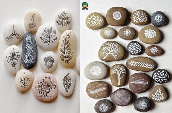 pintar y decorar piedras a mano