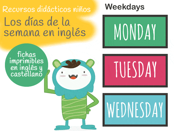  Imprimible  Días de las semana en inglés para niños