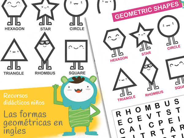 mercenario Amado imitar Imprimible: Las formas geométricas en inglés para niños - Manualidades