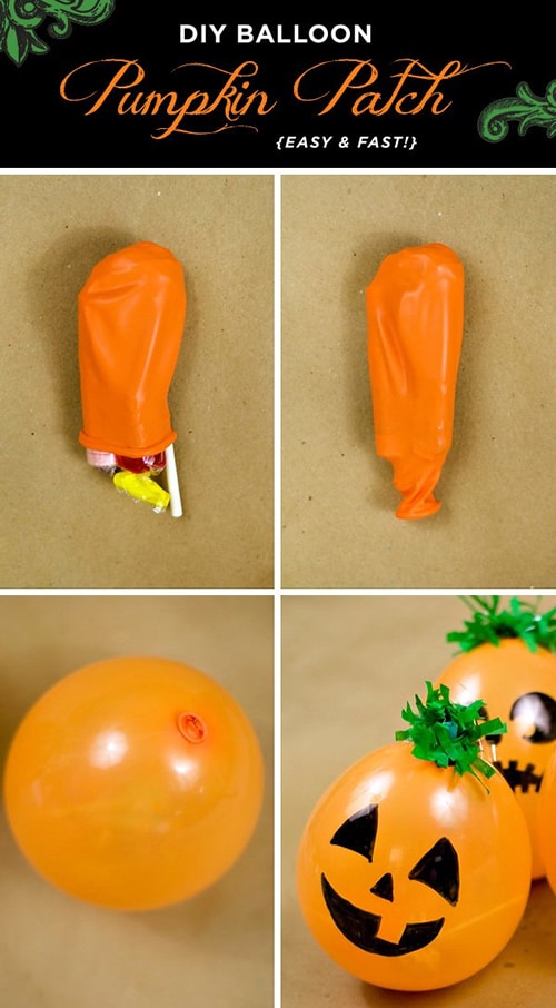 idea decorar globos halloween, calabazas con globos