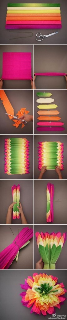 DIY: flores de papel de seda multicolor