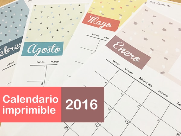 Calendario bonito 2016 para imprimir gratis