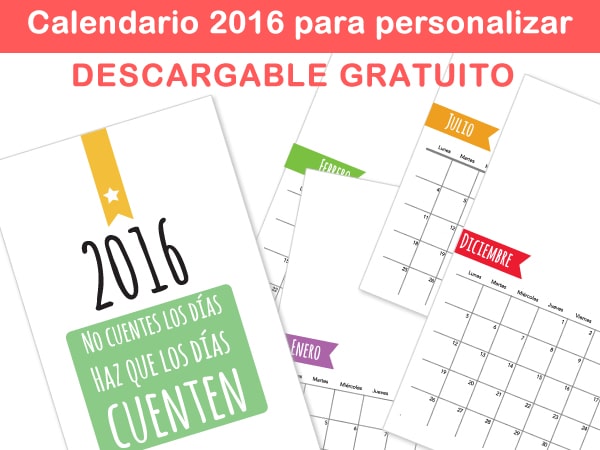 Plantilla para calendario personalizado 2016