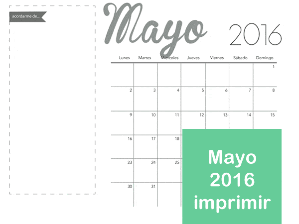calendario mensual: mayo 2016