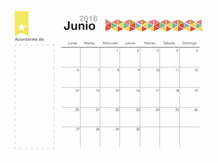 mes de junio 2016 para imprimir