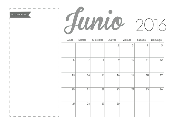 imprimible mes de junio 2016 imprimir