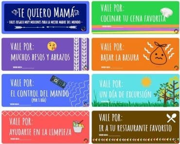 Vales regalo para el Día de la Madre (para descargar) – versión cuarentena