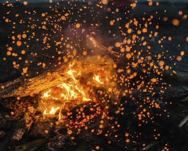 fire in nature . bokeh from the fire . blurred backgrounds . Space views.