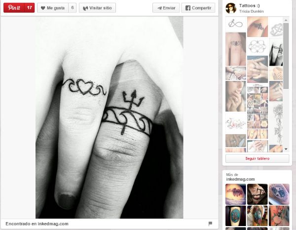 ideas para tatuajes parejas anillos compromiso