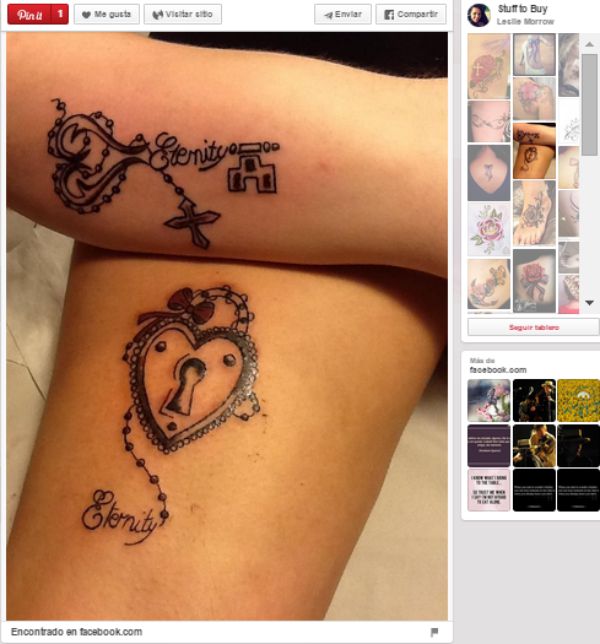 ideas para tatuajes parejas  llave y llavero corazón