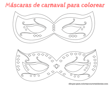 6 máscaras de Carnaval para colorear