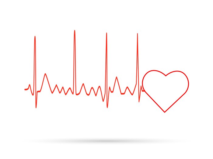 Corazón latiendo en un electrocardiograma