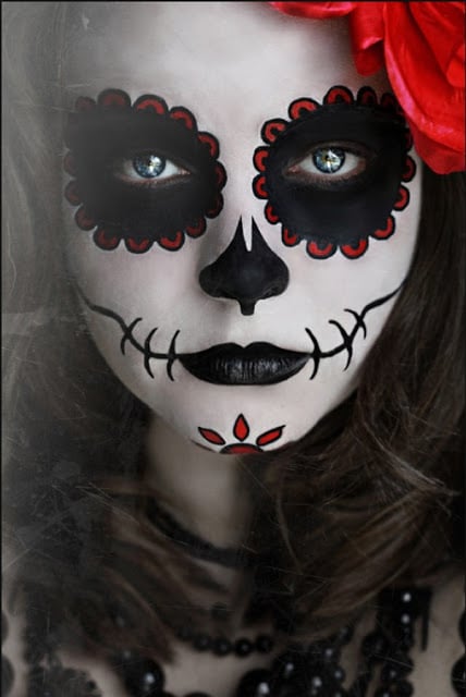 Maquillaje de calavera mexicana Día de los muertos