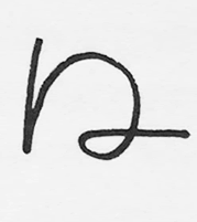 Grafología Inductiva Alfabética letra D mayúscula semi circular y abierta por arriba