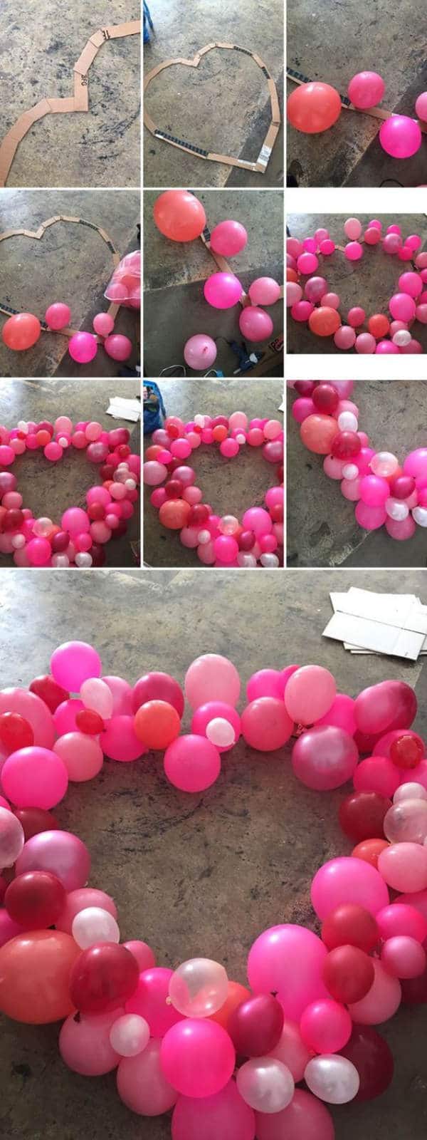 decoracion con globos para san valentin