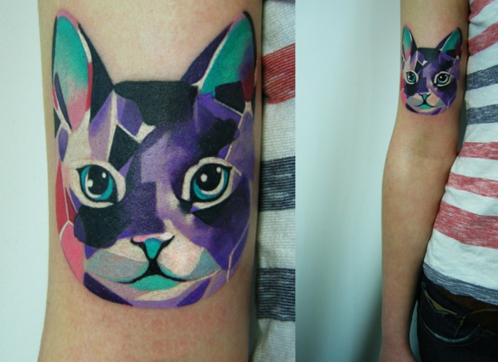 Tatuaje gato acuarelas