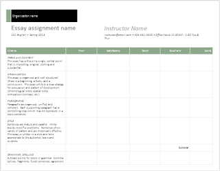 Plantilla "Essay grading rubric" de Google Docs