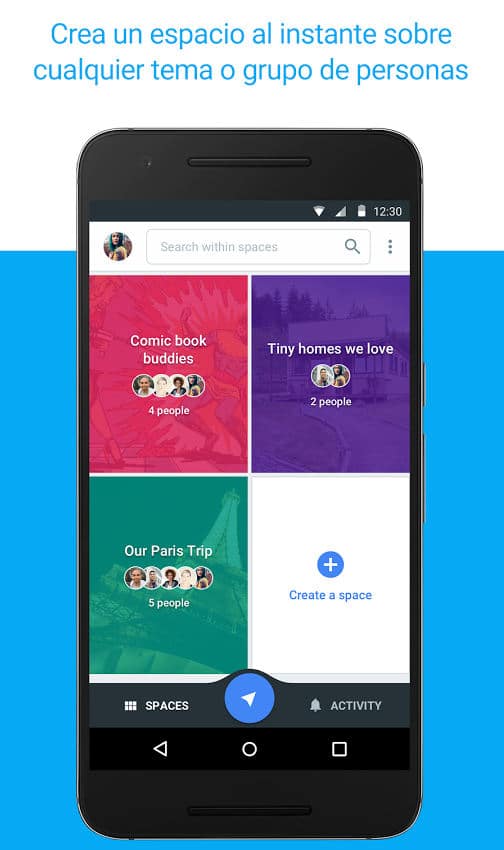 Crear un espacio en la aplicación Spaces de Google