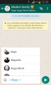 Menciones de usuario en los chat de grupo de Whatsapp