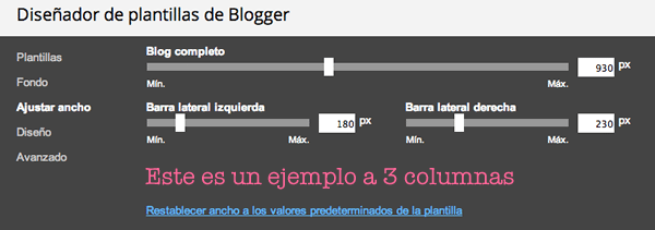 tamaño columnas blogger