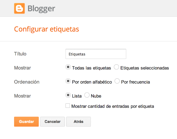paso 3. Cómo poner nube tags en blogger